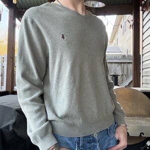 Super cool vintage early 2000s Polo Ralph Lauren green v-neck sweater!